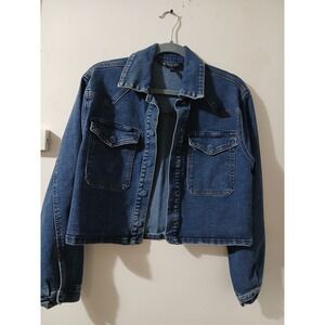 Baccini Small Womens Denim Jacket Cropped Trucker Style Blue